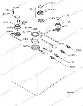 Взрыв-схема плиты (духовки) Faure CZC6903X - Схема узла Functional parts 267